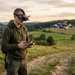 оператора fpv дрона с пультом в руках