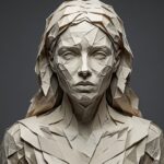 женский портрет из крафтовой бумаги