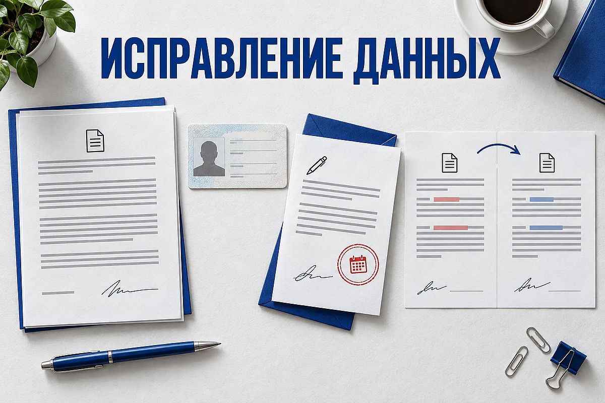 Исходный договор, документ личности заявление и исправленный экземпляр